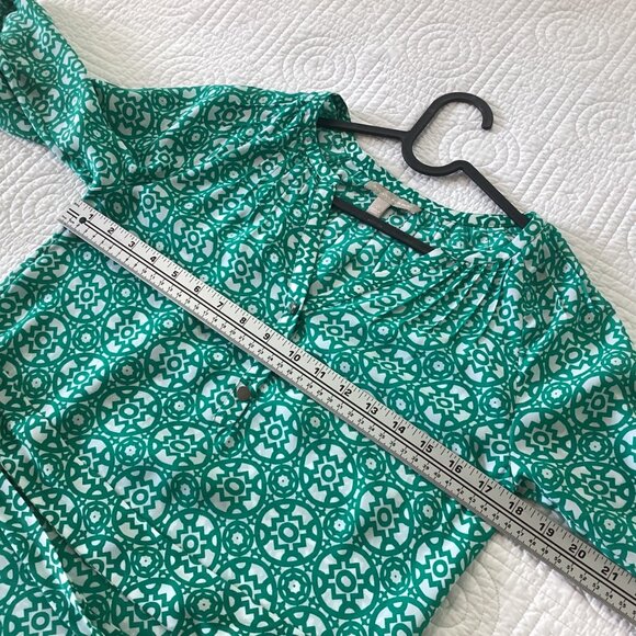 Banana Republic Green & White Print A-Line Dress Size 0 - Picture 11 of 13